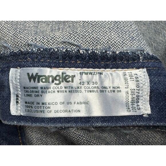 Wrangler 47MWZ Men's Regular Fit Straight Leg Western Blue Jeans - Size 42x30 - Picture 5 of 5